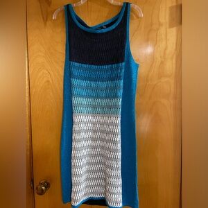 MAGASCHONI Striped Open Stitch Tank Dress Navy NWT Size Large